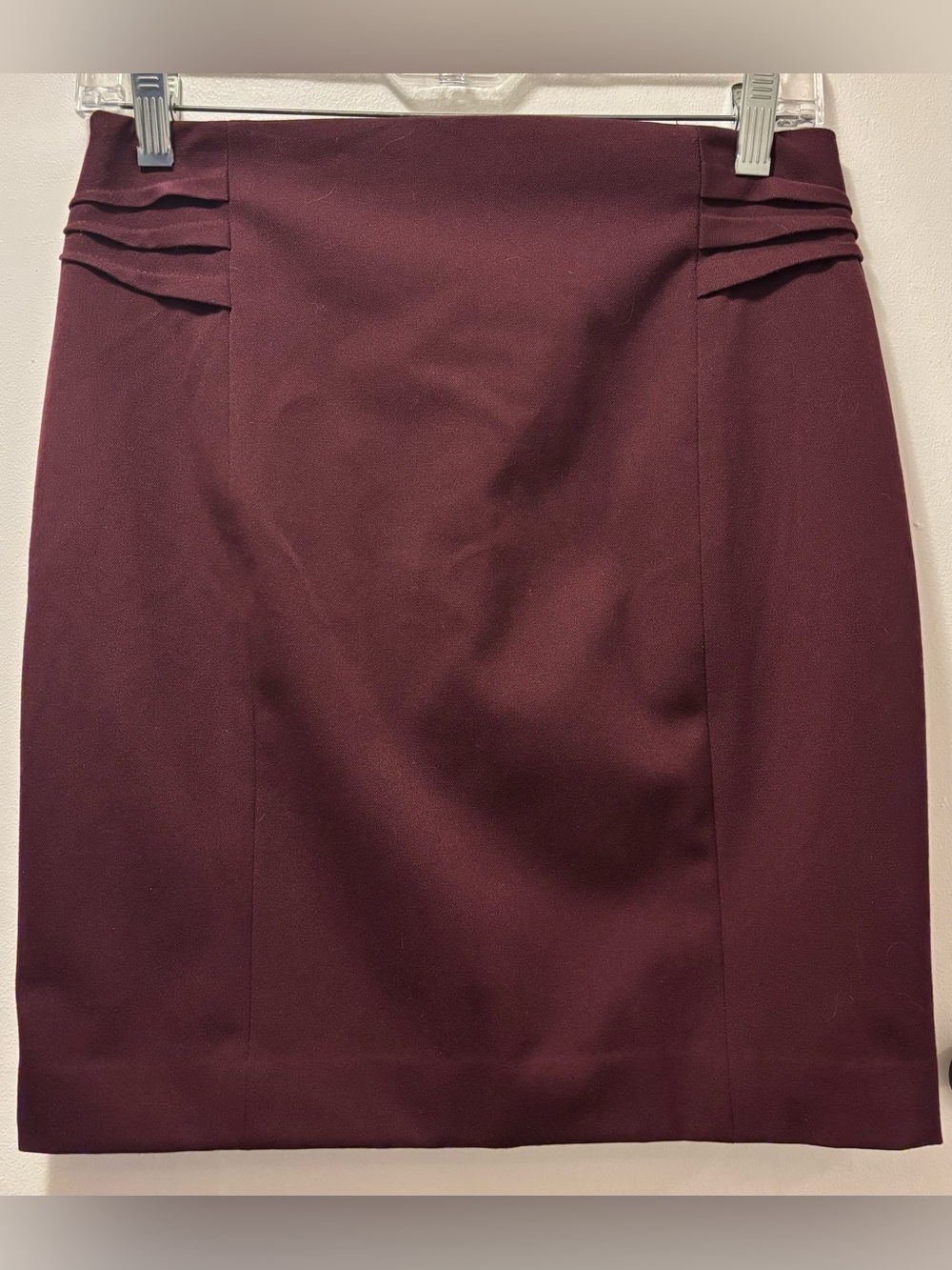 Express Plum Pencil Skirt with Pleated Waist Accents